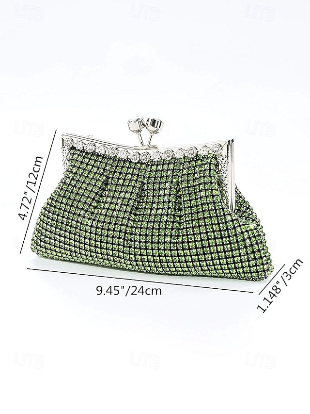 Vintage Sage Clutch Women's Purse Green Rhinestone –