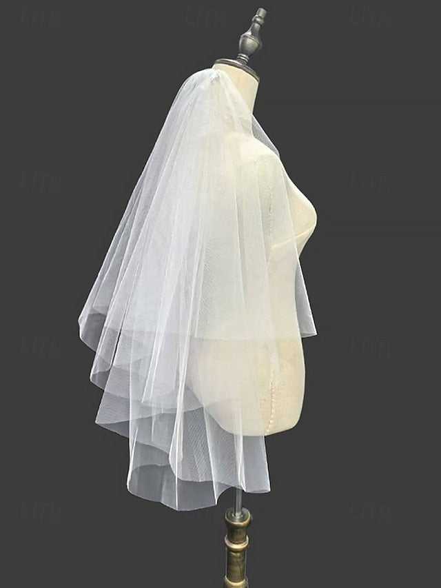 Veil Bridal Soft with – Tulle Elegant Classic Two-Layer