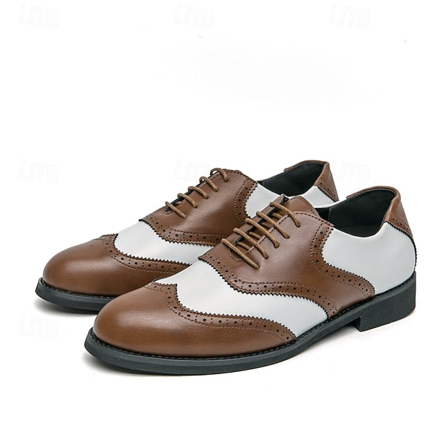 and White in Wingtip Men's Oxford Shoes Brogue Two-Tone