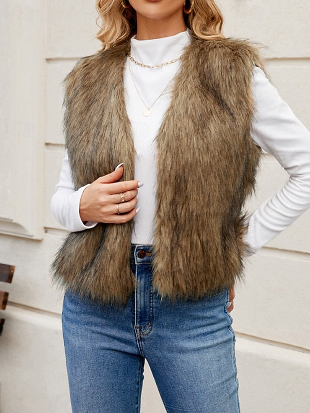 Fur Comfortable Coat Faux Furs Women's Leathers Vest
