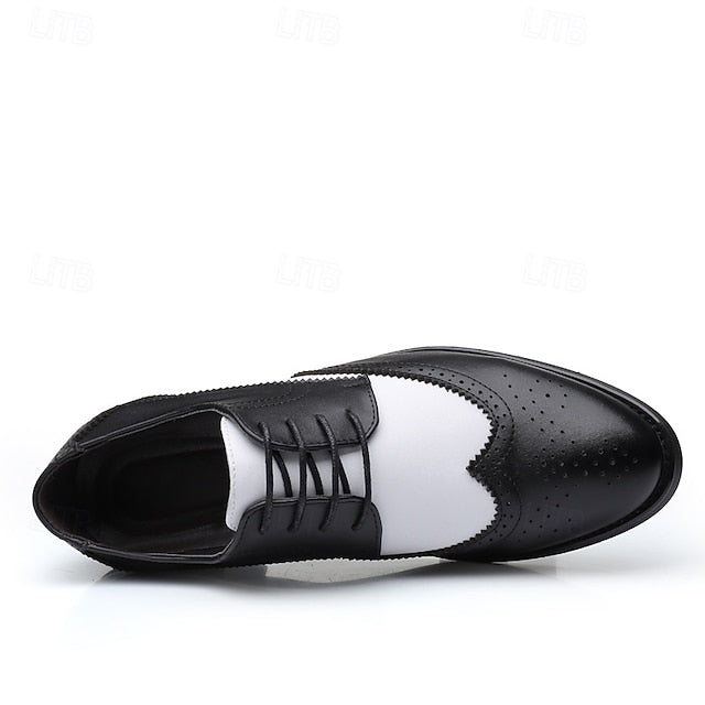 Dress Oxford Shoes with Black and White Men's Brogue