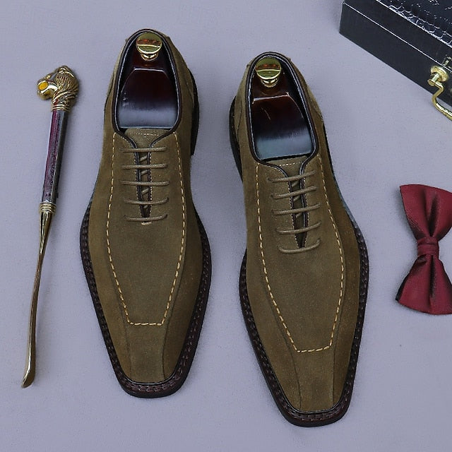 Men's Derby - Shoes Suede Classic Leather Genuine Cowhide