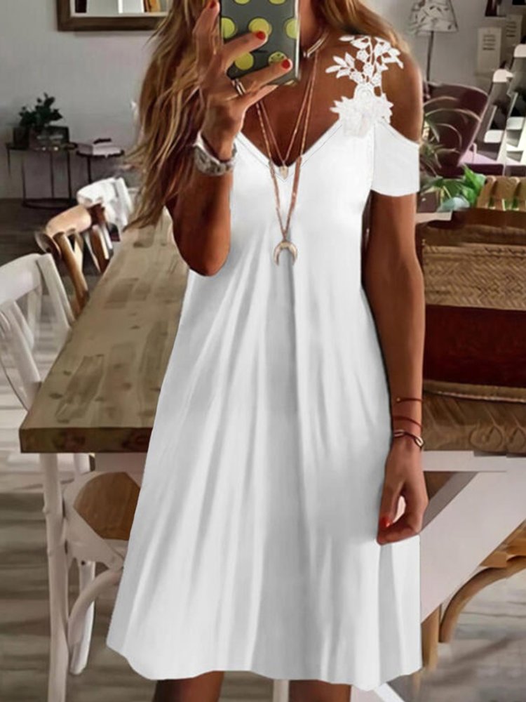 Casual Short Sleeve V Neck Dress QM76