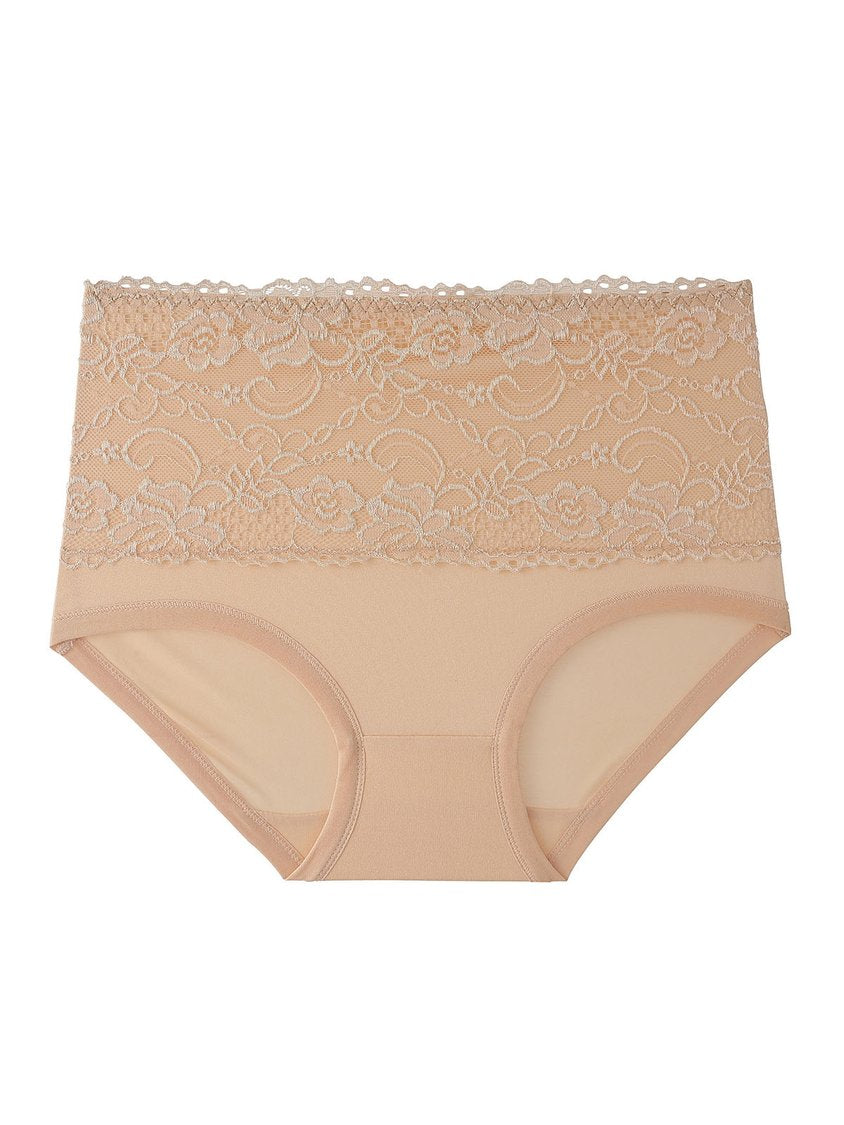 Slip taille haute confortable en dentelle douce grande taille QAR11