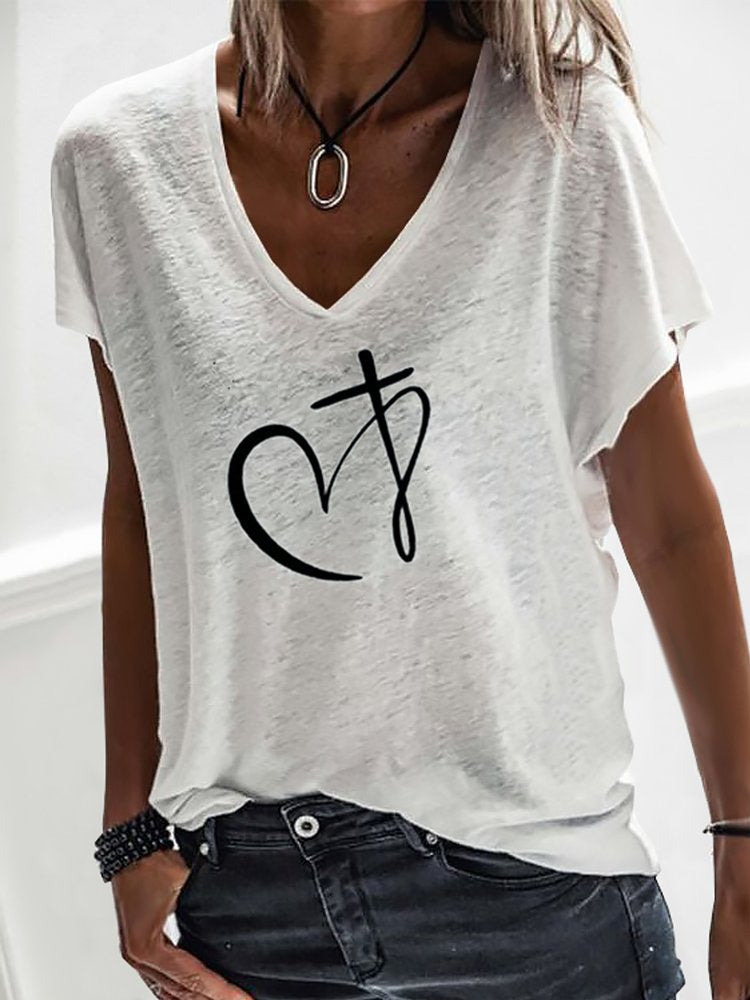 Casual Loosen Cotton Blends Short Sleeve T-Shirt WZ119