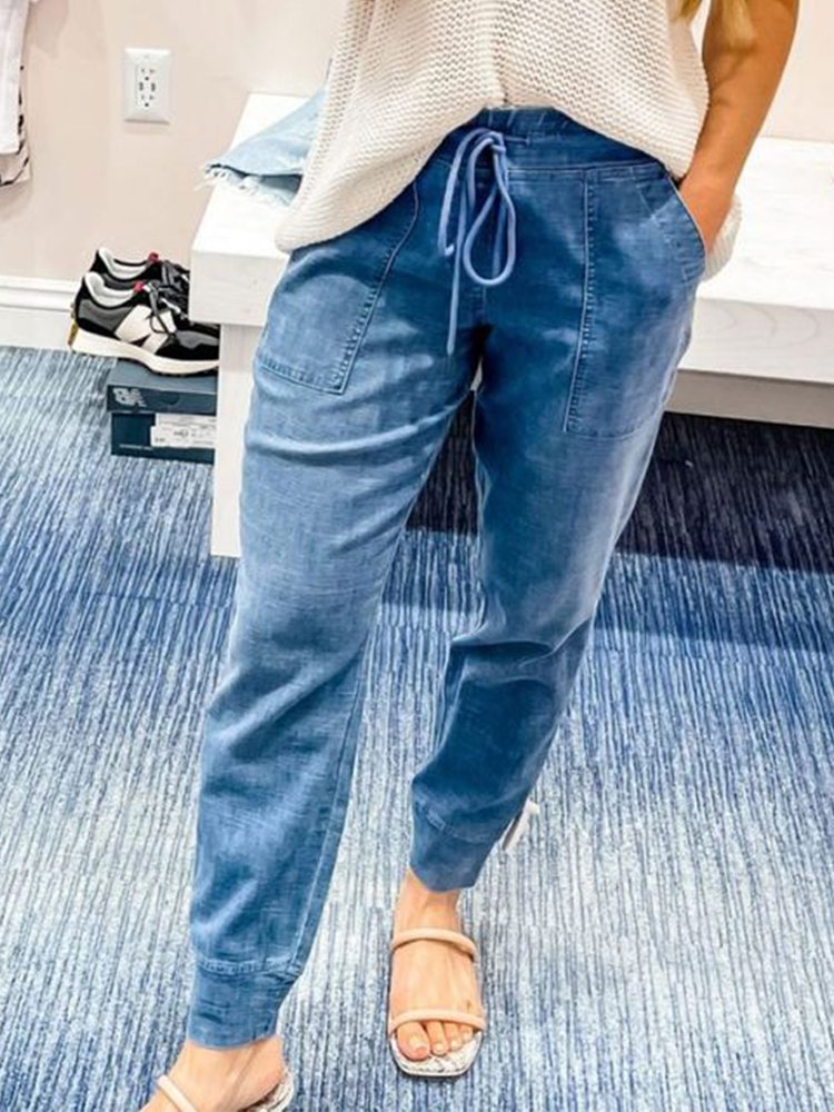 Casual Denim Drawstring Jeans WD113