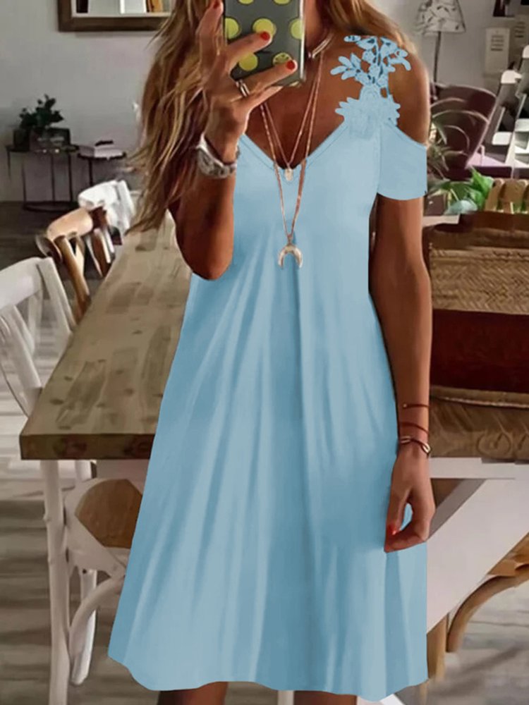 Casual Short Sleeve V Neck Dress QM76