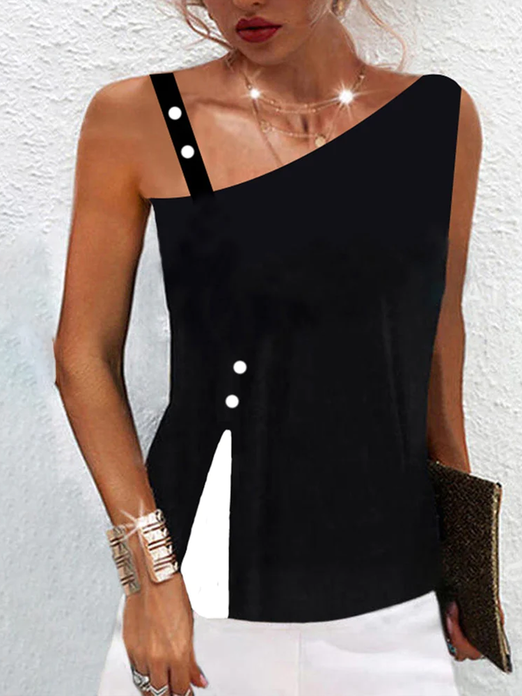 Asymmetrical Regular Fit Urban Tank Top WU68