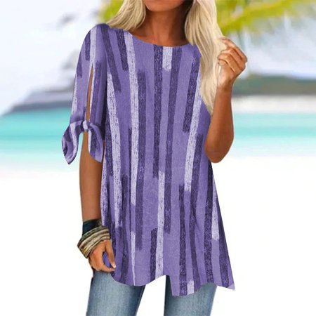 Geometric Crew Neck Loose Casual Shirt mm272