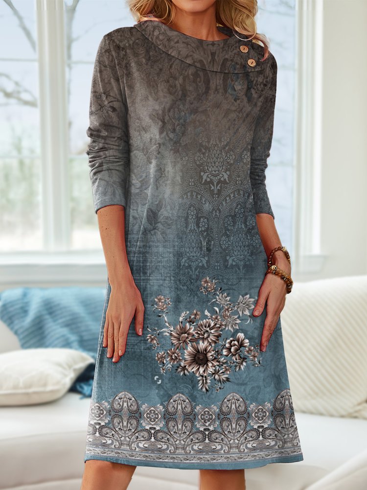 Floral Asymmetrical Loose Casual Dress WJ105