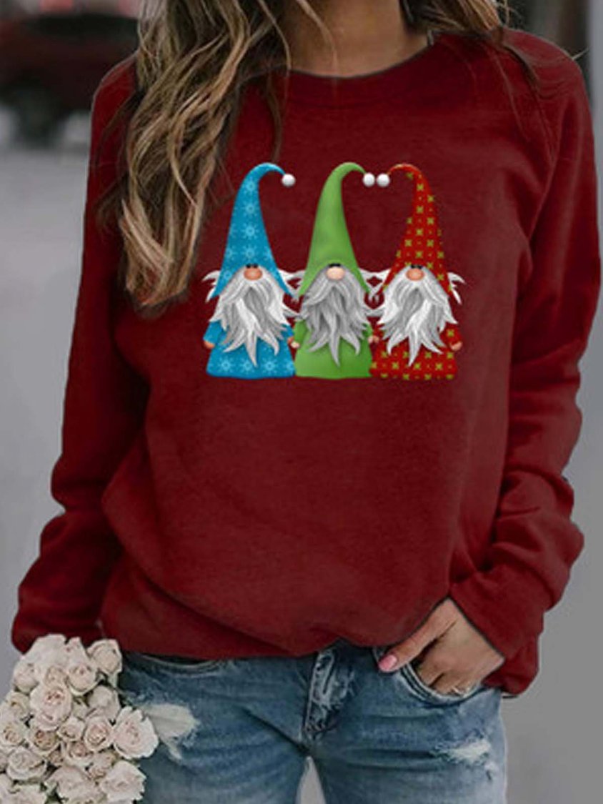 Haut ras du cou à manches longues en polyester imprimé bonhomme de neige de Noël QAL19