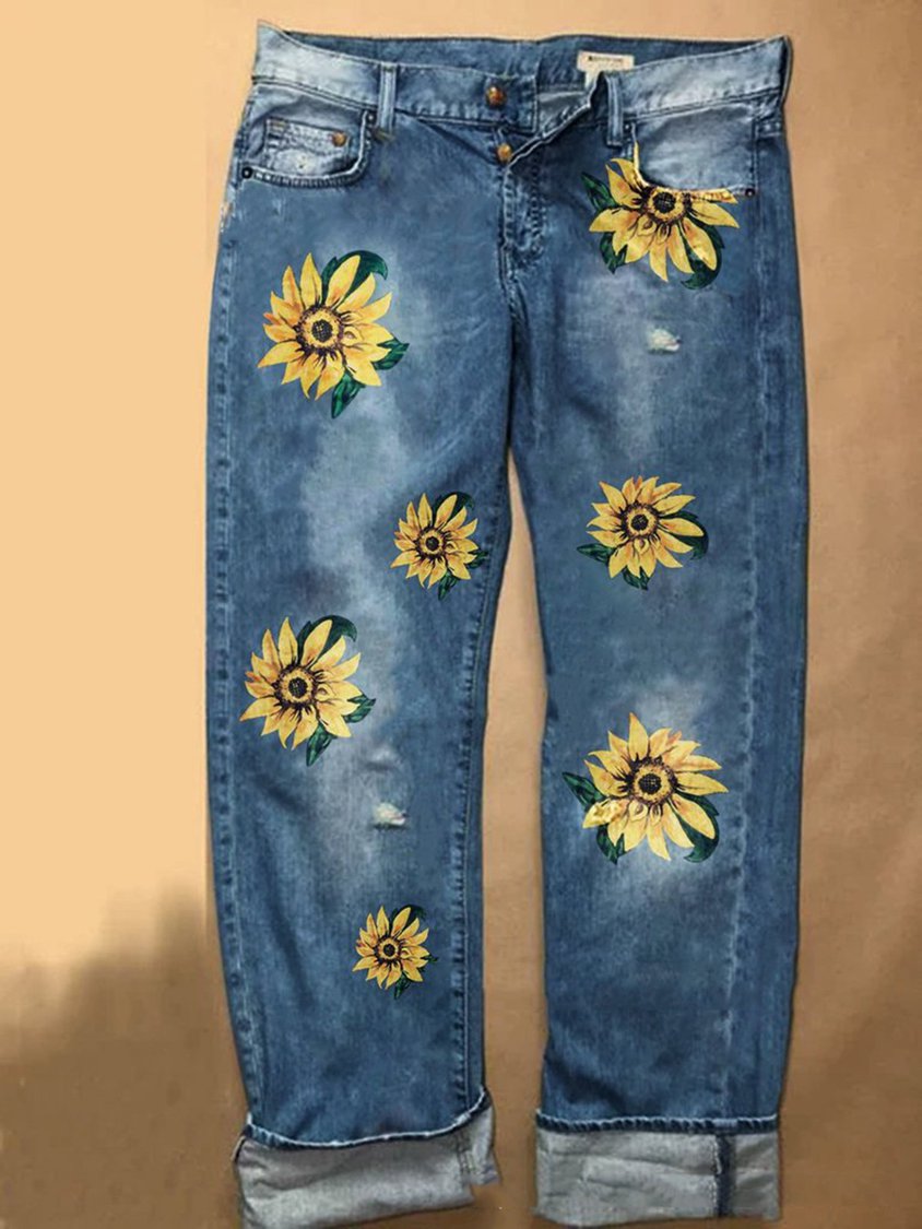 Casual Denim Printed Jeans BB12