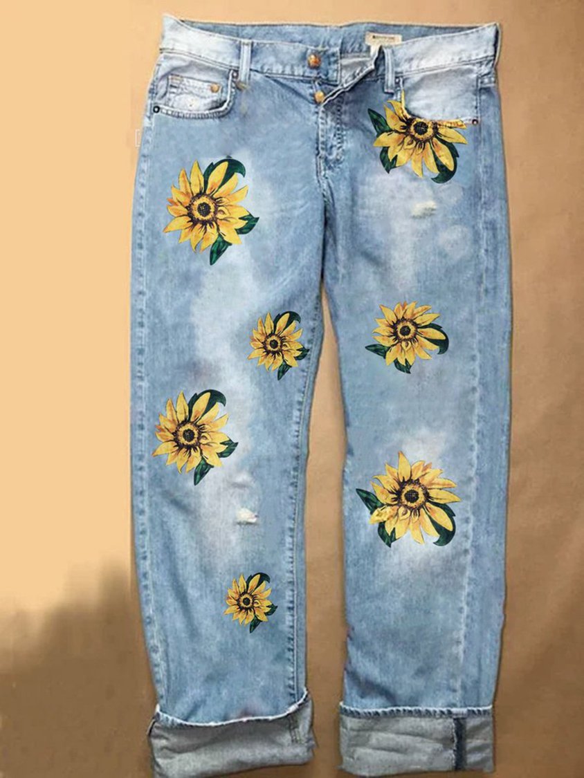 Casual Denim Printed Jeans BB12