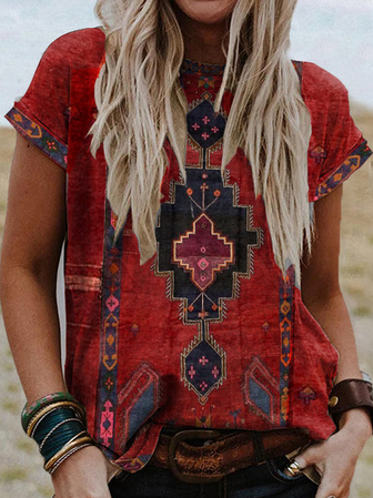 Lockeres Tribal West Styles/Kühe Shirt & Top für Damen AT10047