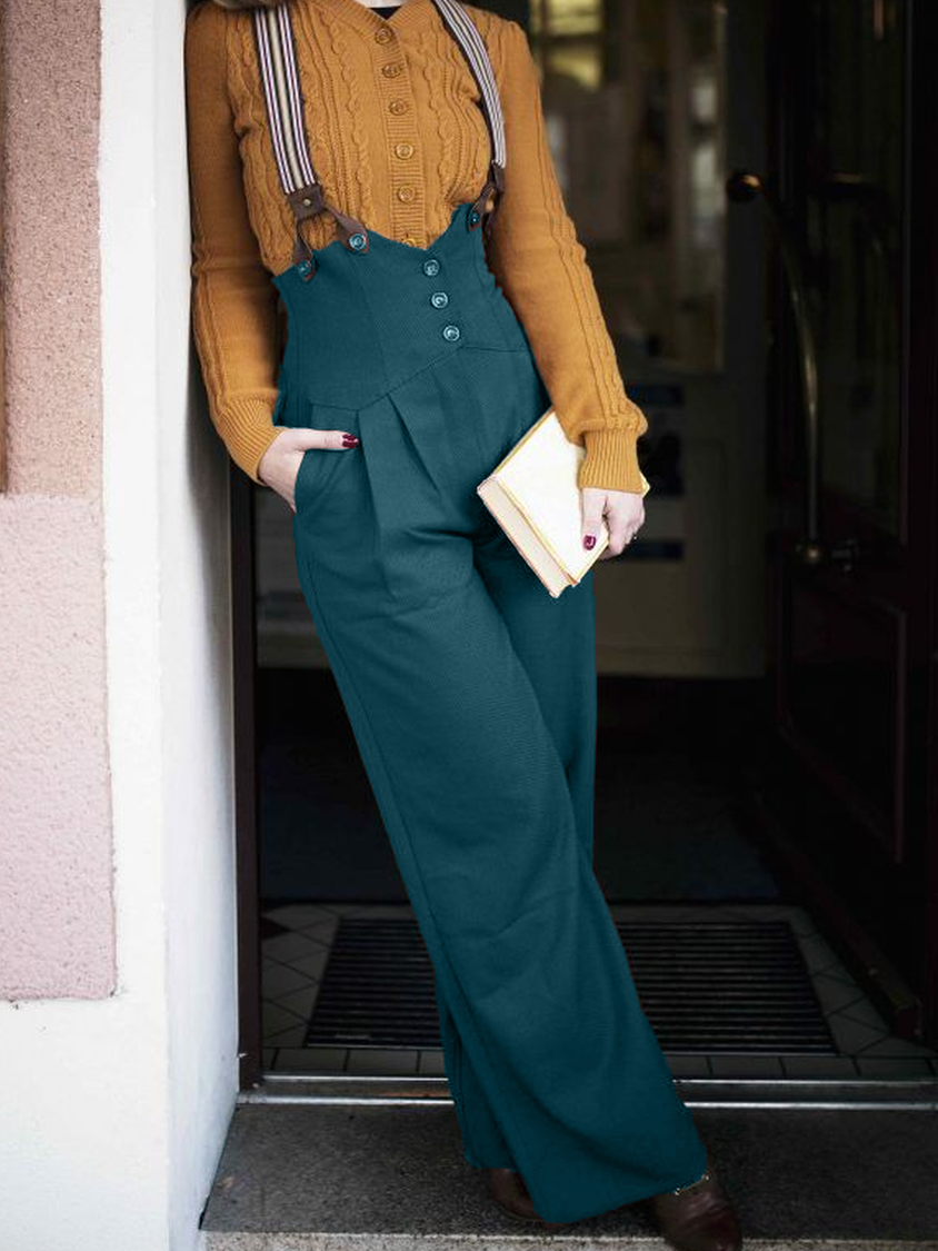 Wine Red Vintage Paneled Plain Cotton-Blend Pants CM27