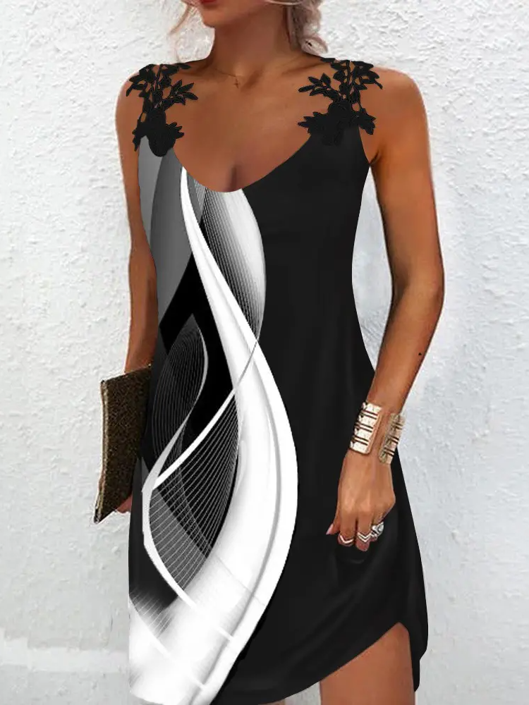 Lace Regular Fit Simple V Neck Dress WL118