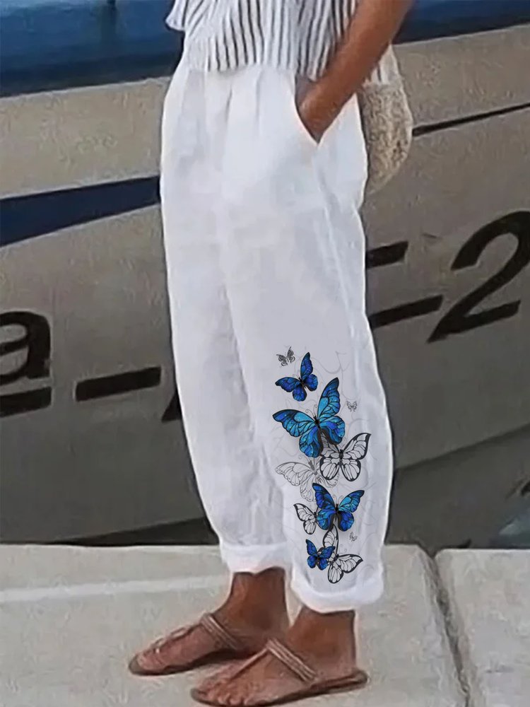 Butterfly Printed Casual Pants WX100