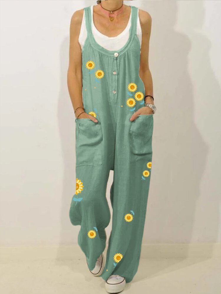 Lässiger Jumpsuit und Strampler aus Baumwollmischung mit Blumenmuster QAJ47