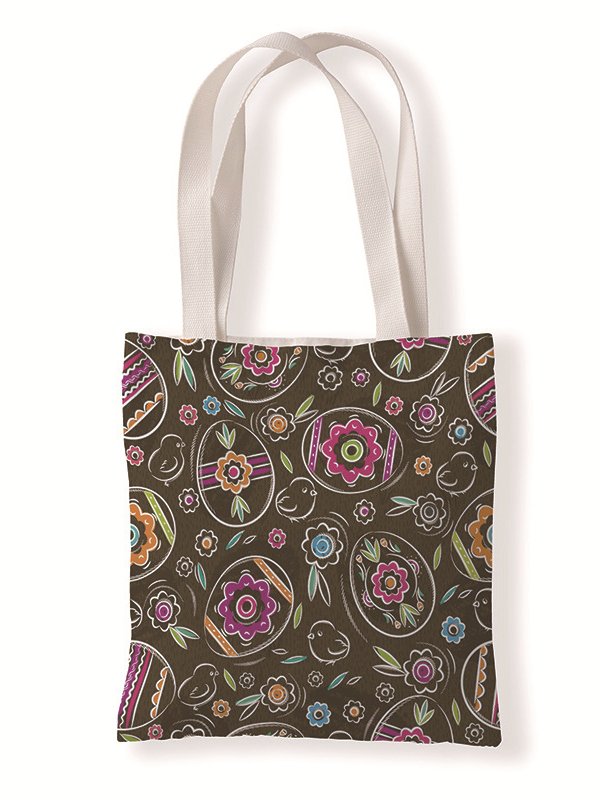 Easter Bunny Egg Pattern Canvas Tote Bag Environmentally Friendly Reusable AA60