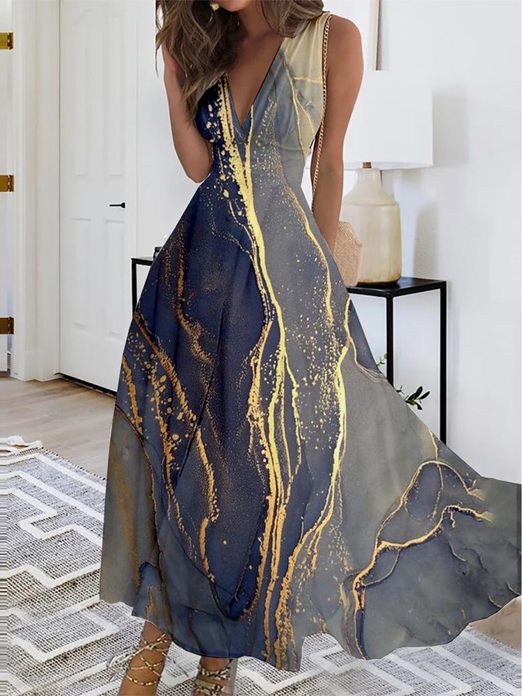 Elegant Regular Fit V Neck Ombre Dress QD44