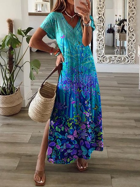 V Neck Casual Loose Dress QPQ78