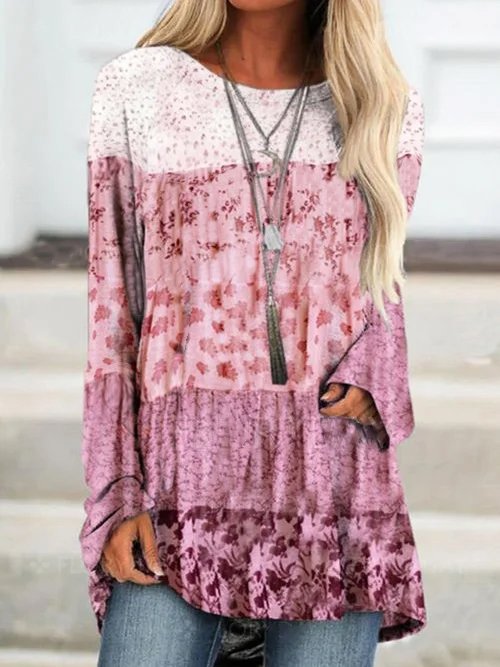 Women's Long Sleeve Cotton-Blend Casual Shirt & Top AT100103