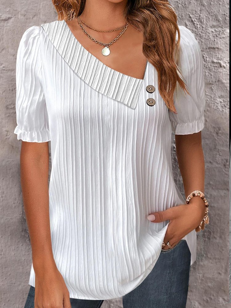 Casual Plain Asymmetrical Shirt WW83