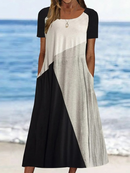 Loose Casual Geometric Dress With No Belt WT67