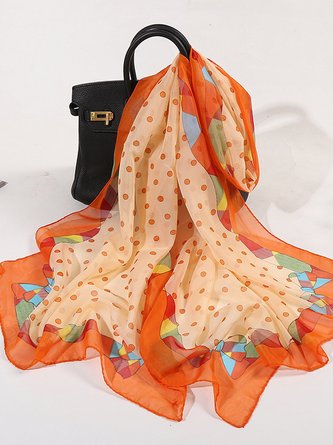 Boho Vacation Polka Dot Silk Scarf Spring Summer Beach Accessories QAR6