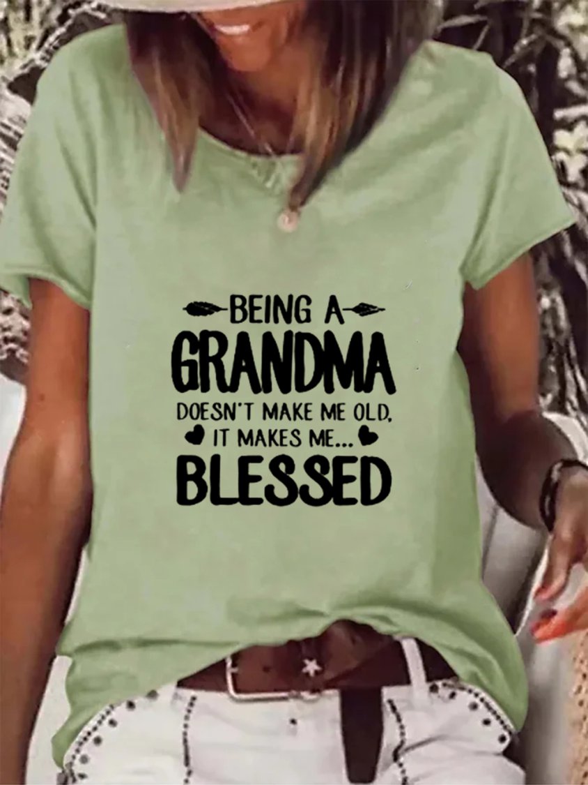 Lässiges T-Shirt mit Rundhalsausschnitt und Aufdruck, kurzärmlig, MMq43