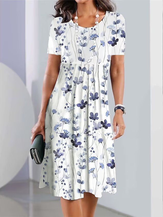 Loose Cotton Casual Floral Dress WE109