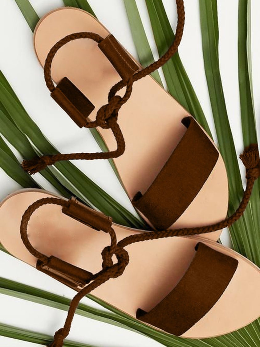 Sandales de plage à rayures de couleur unie UU58