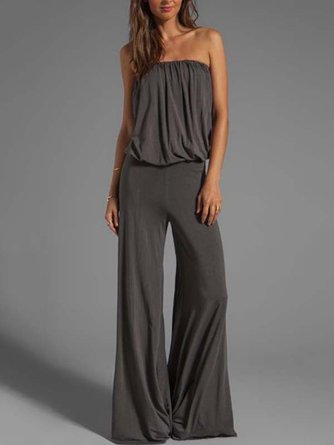 Casual Off Shoulder Cold Shoulder Solid Jumpsuit & Romper CM107
