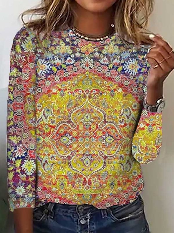 Lockeres, ethnisches, lässiges T-Shirt MMq56