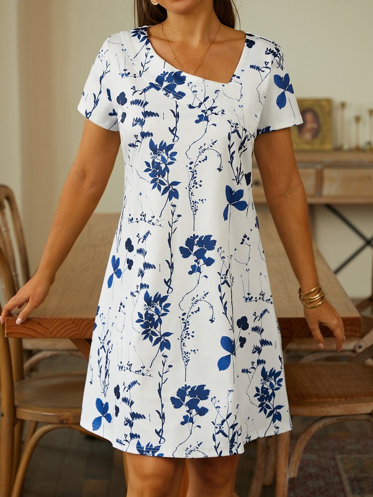 Floral Loose Asymmetrical Casual Dress WC100