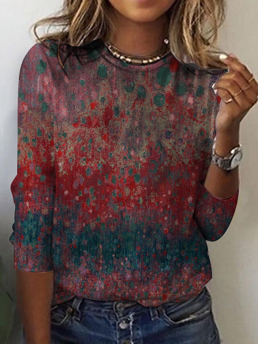 Women's Casual Regular Fit Crew Neck T-Shirt AT10015