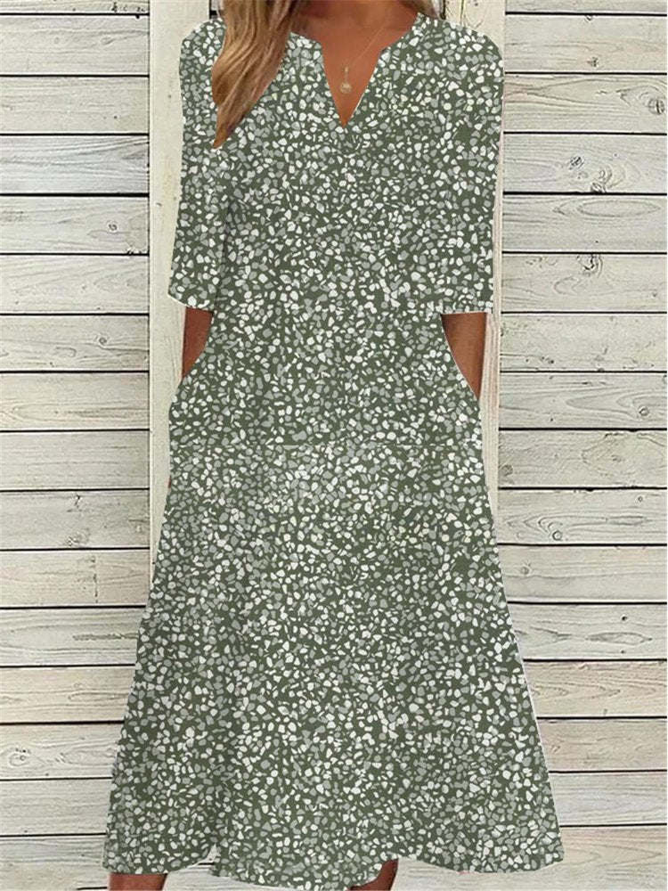 Casual V Neck Loose Floral Dress WC113