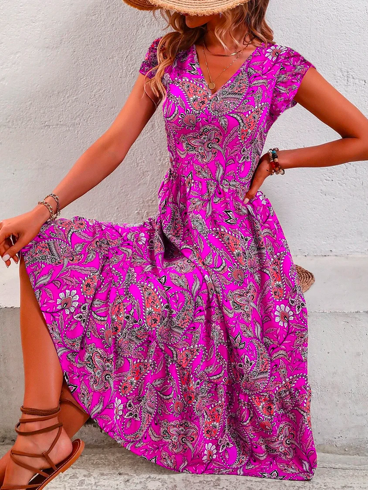 Vacation Paisley Printed Dress WE101