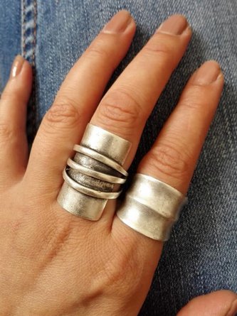 Vintage Silver Distressed Line Pattern Ring Ethnic Jewelry QAG41