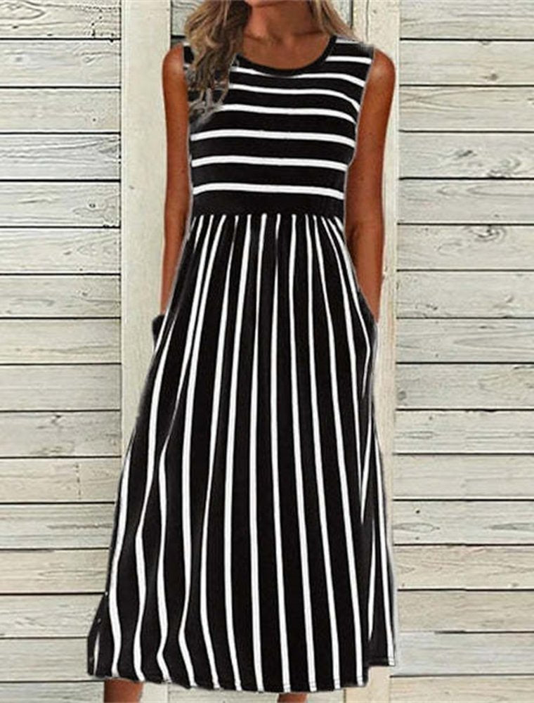 Casual Crew Neck Short Sleeve Knit Dress AD467