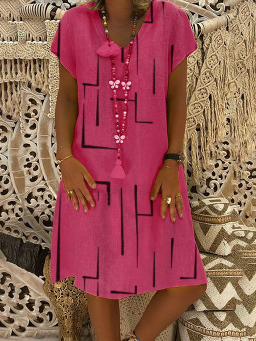 Damen Fahion Kurzarm Einfarbig Casual Shift Strickkleid AD558