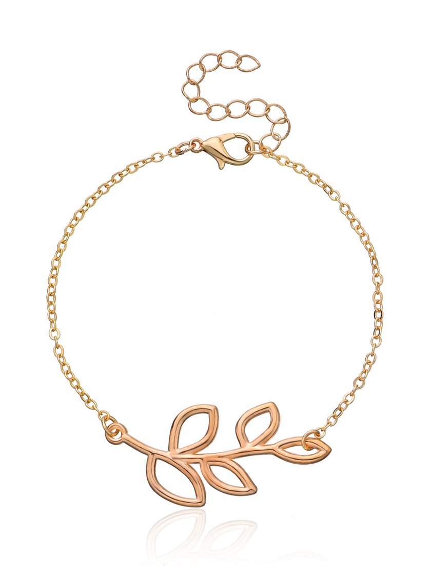 Daily Casual Leaf Pattern Metal Bracelet Jewelry QAR34