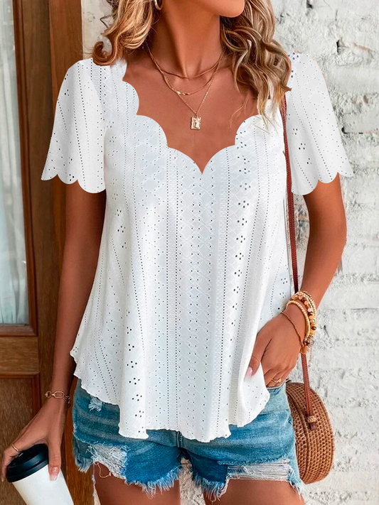 V Neck Loose Casual Plain Shirt  QH71