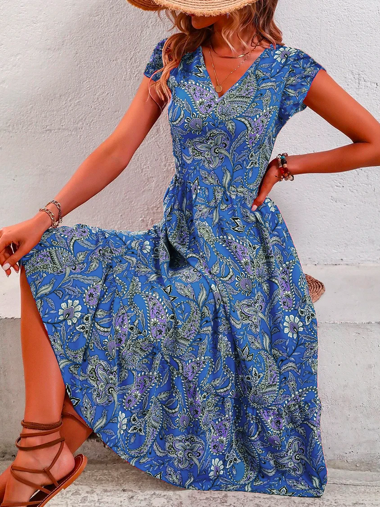 Vacation Paisley Printed Dress WE101