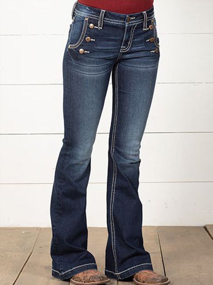 Denim Loose Plain Jeans WK111