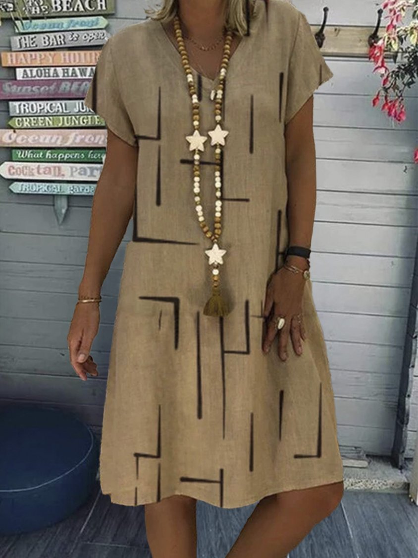 Damen Fahion Kurzarm Einfarbig Casual Shift Strickkleid AD558