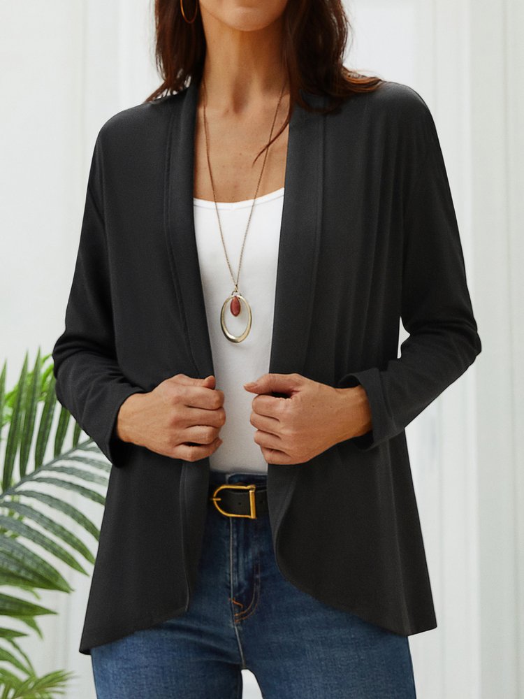 Wrap Loose Casual Plain Coat QL105