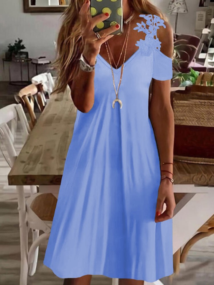 Casual Short Sleeve V Neck Dress QM76