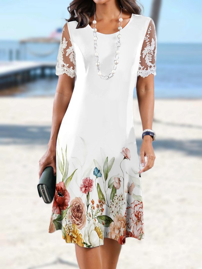 Lace Regular Fit Casual Floral Dress AD712