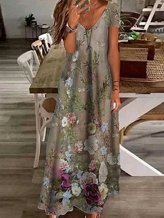 V Neck Vacation Cotton Dress  QPQ111